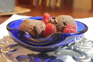 Deep Dark Chocolate Ice Cream with Raspberries Submitted by RJR